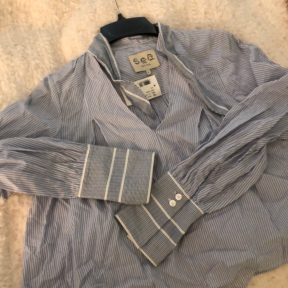 BNWT Sea pinstripe blue neck tie top size 4
